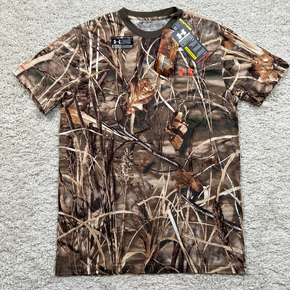 Under Armour T-Shirt Small Brown Realtree Max-4 Camo Charged Cotton New NWT
